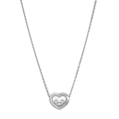 Chopard 18K Witgoud Happy Diamonds Collier 0.15ct FC(LOSE) 81A611-1001