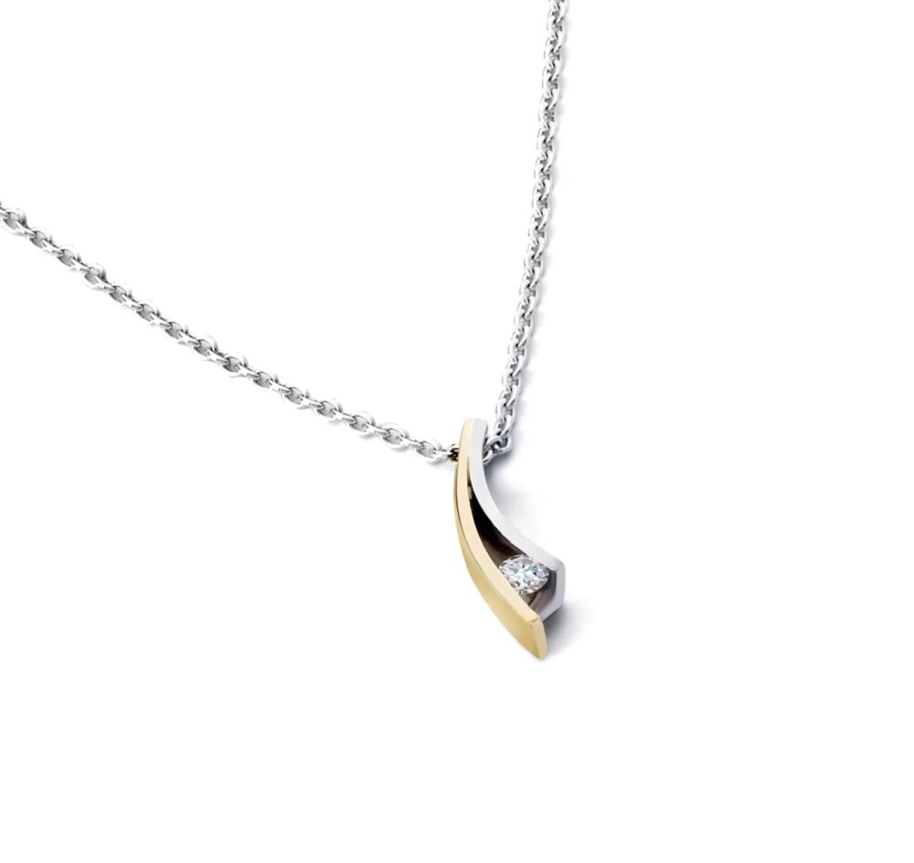 R&C 14K Bicolorgoud 'Victoire' Hanger 0.05ct River/Si HAN0038-005-BIC