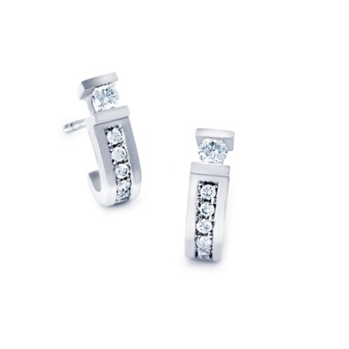 R&C 14K Witgoud Coco Oorstekers 2*0.07ct+0.12ctR/Si OOR0049-PAVE-014-WG