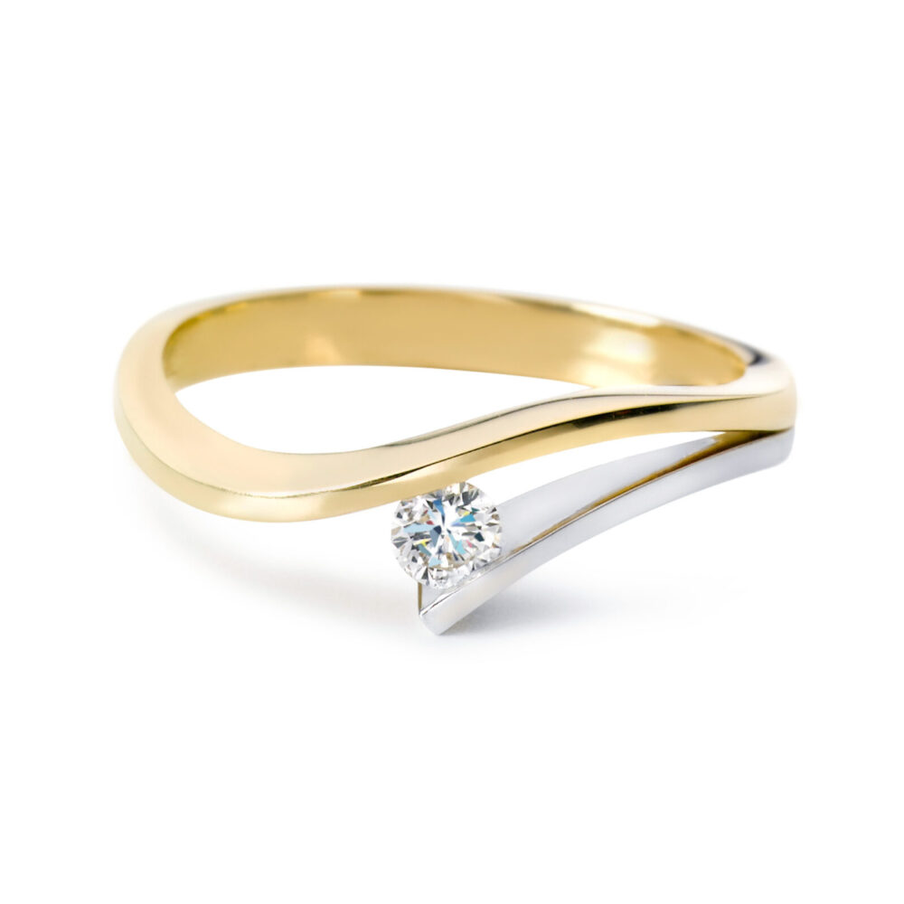 R&C 14K Bicolor gouden Victoire Ring 0.05ct River/Si RIN0038 005 BIC