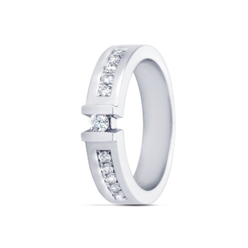 R&C 14K Witgoud 'Coco Riche' Ring 0.07ct+0.18ct R/Si RIN0049-PAV-007-WG