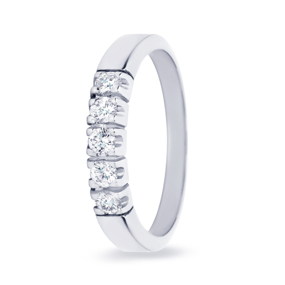 R&C 14K Witgouden Alliance Ring 5*0.05ct River/Si RIN1705-5-WG - Afbeelding 2