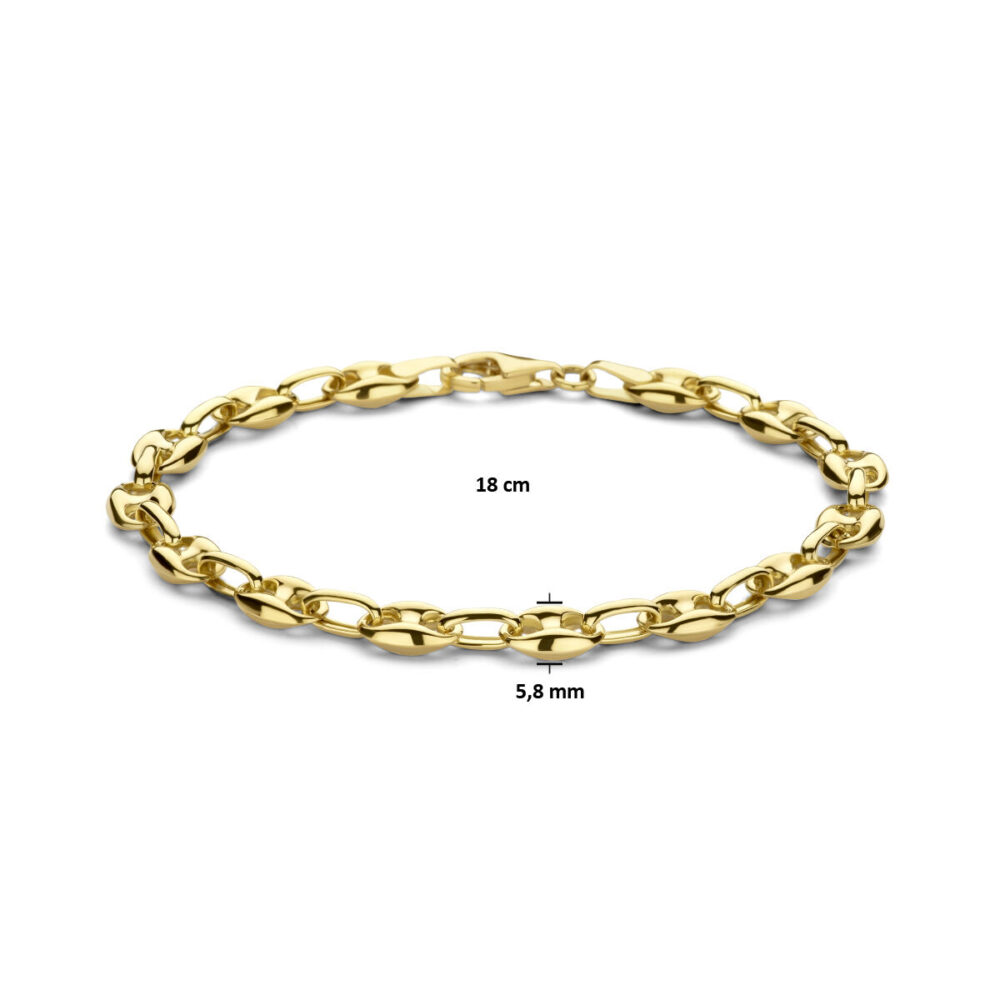 Vaessen Collection 14K Geelgouden Koffieboon Armband 18cm /5.8mm 40.25120 - Afbeelding 3