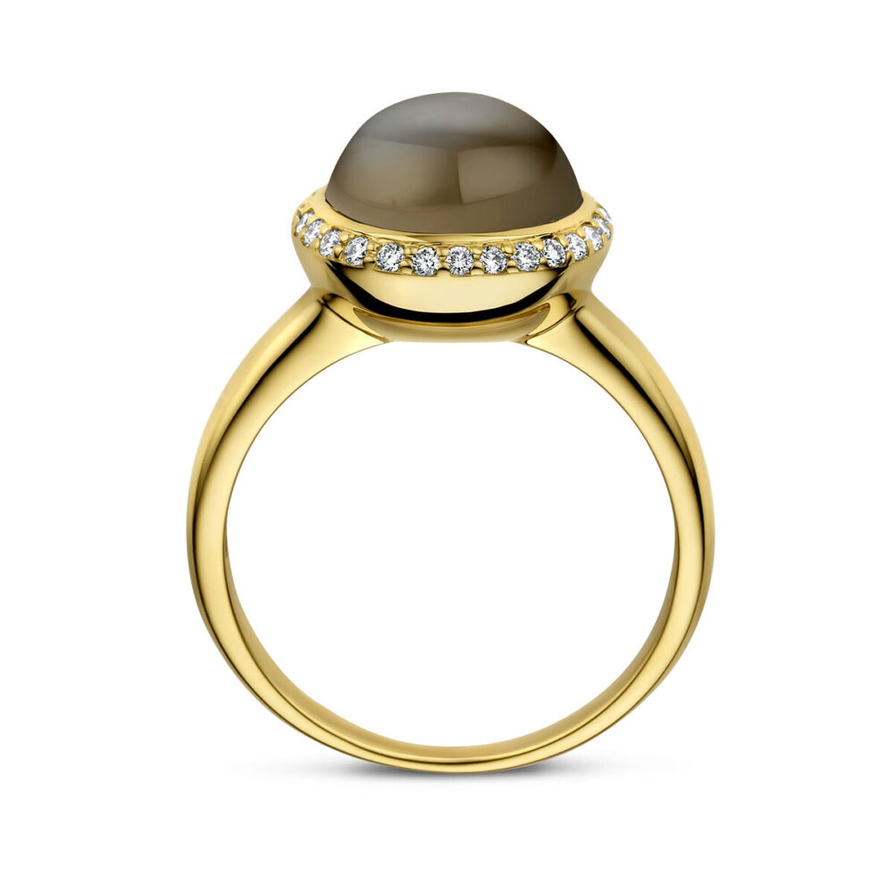 Vaessen Collection 14K Geelgouden Ring Grijs Maansteen + 0.15ct H/Si 40.27904 - Afbeelding 3