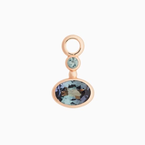Bron 18K Rgd Sushi Oorhanger Perol Saffier+ Tanzaniet 4OR4873PKTB