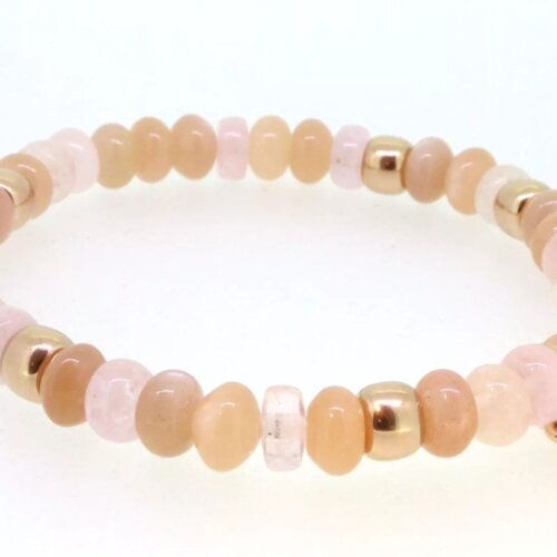 Bron 18K Rg Reflex Armband Bruine Maansteen/Roze Beryl 8AR3985MIX01