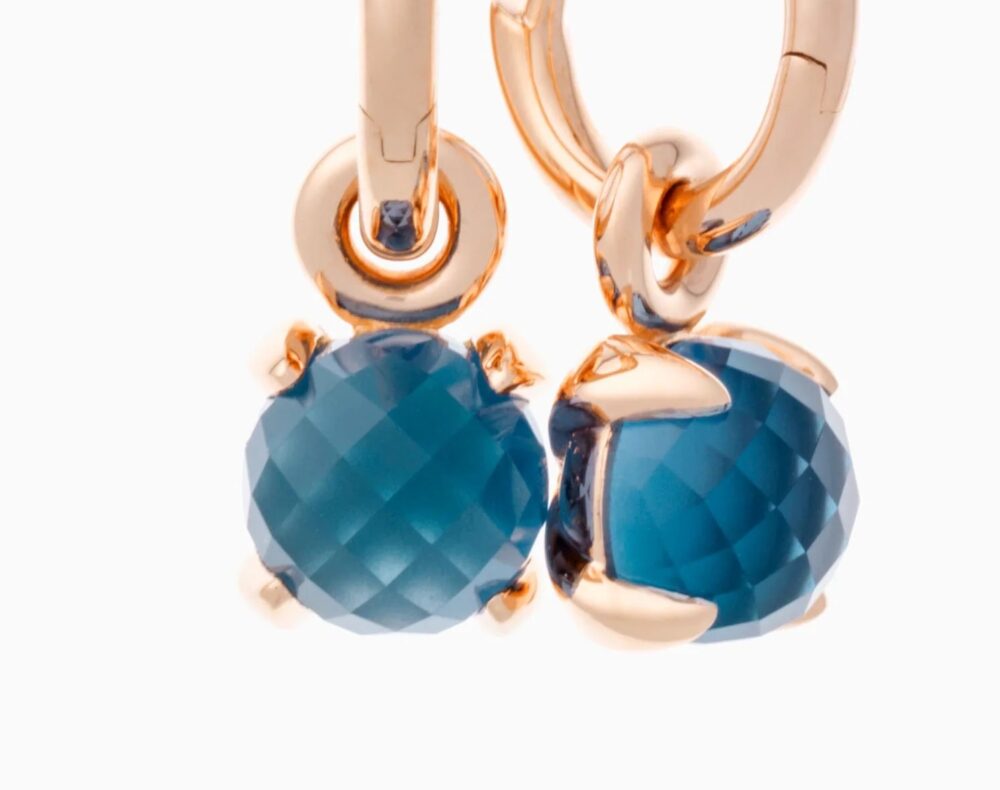 Bron 18K Roodgouden Catch Oorhangers London Blue Topaas 8OR4799TLC