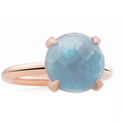 Bron 18K Rosegouden Catch Ring met Blauwe Topaas 8RR4783BTR