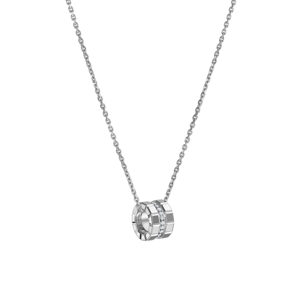 Chopard 18K Witgouden Ice Cube Diamanten Hanger en Collier 797005-1003 - Afbeelding 2