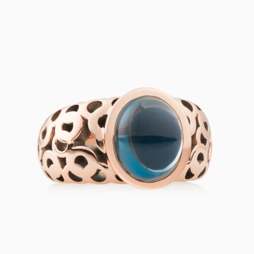 Bron 18K Rosegouden Toujours Ajour Ring L. Blue Topaas 8RR4823TLC