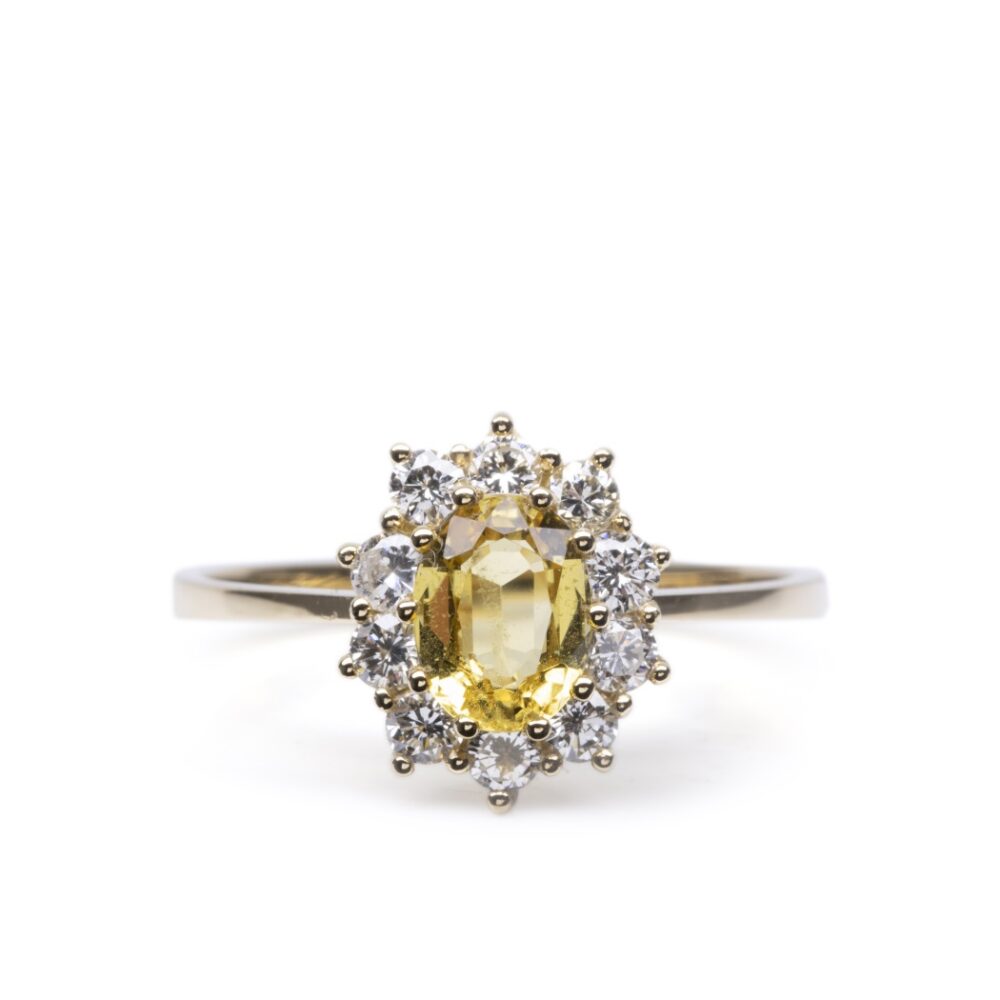 Vaessen Colours 18K Geelgoud Entourage Ring Citrien + 0.45ct TW/VS