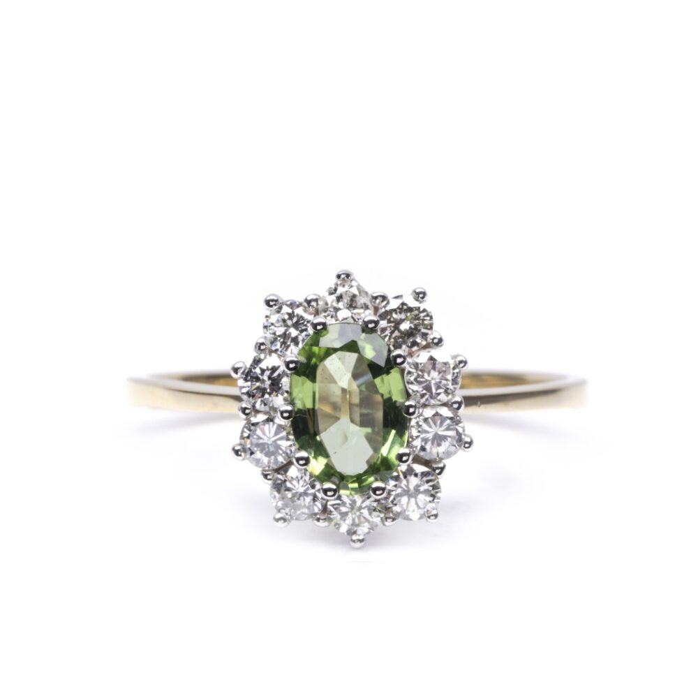 Vaessen Colours 18K Bic. Entourage Ring Gr. Toermalijn+0.50ct W/VS
