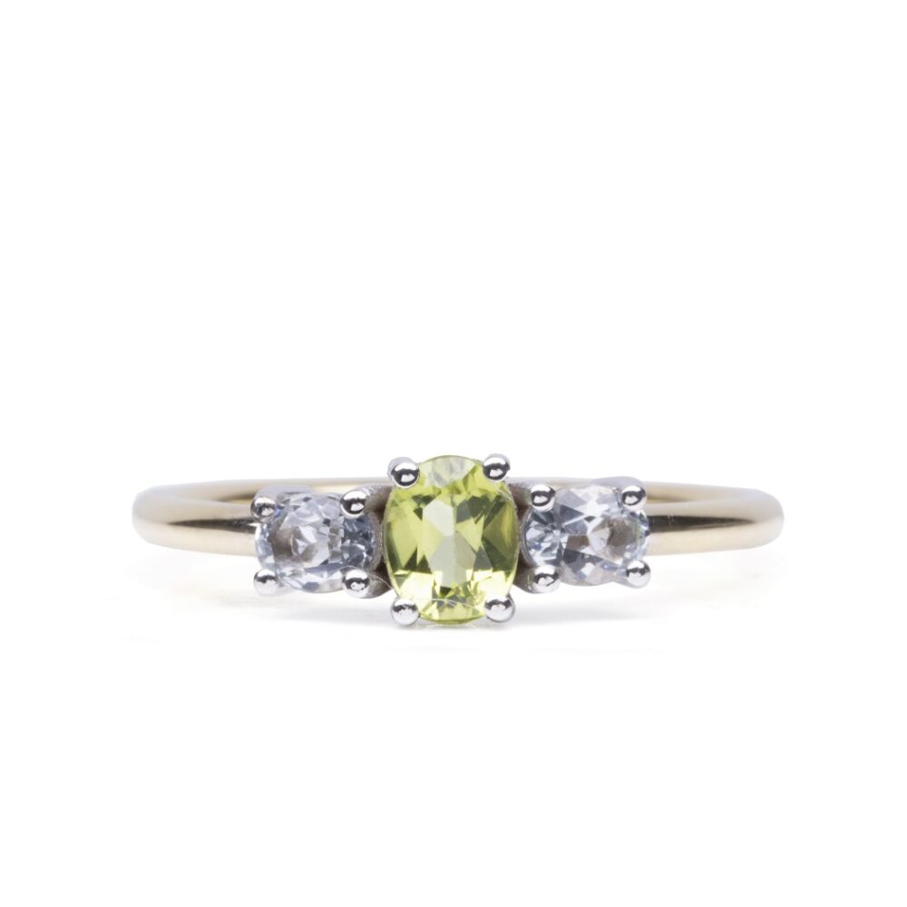 Vaessen Colours 18K Bicolorgouden Ring Groene Peridot & Aquamarijn