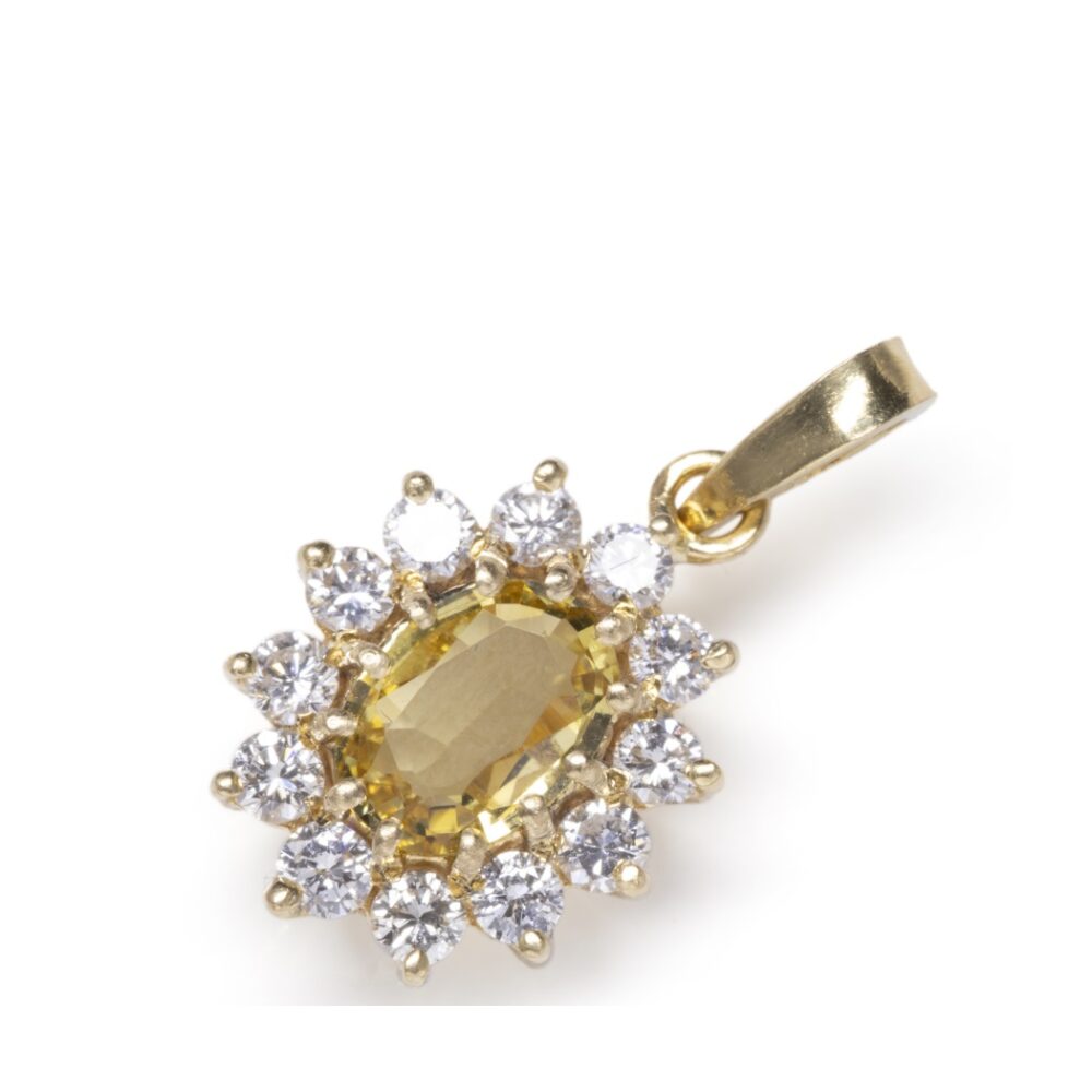 Vaessen Colours 18K Geelgoud Citrien Hanger + 0.42ct R/VVS