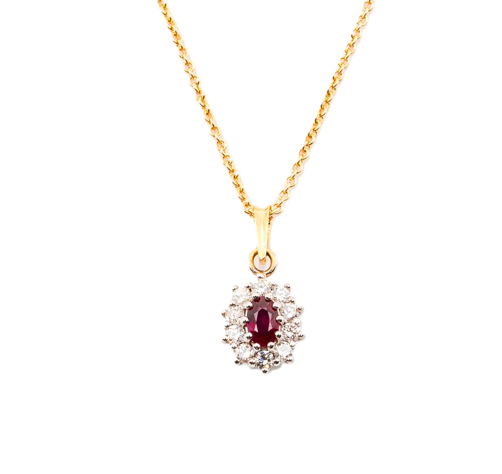 Vaessen Colours 18K Bicolorgoud 0.35ct Robijn Hanger + 0.30ctTW/VS EHS750BICRO