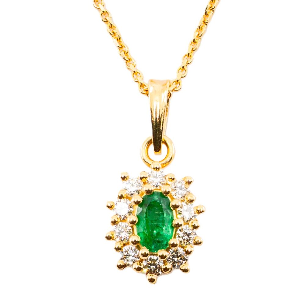 Vaessen Colours 18K Geelgoud 0.25ct Smaragd Hanger +0.30ctTW/VVS EHS750GGSM