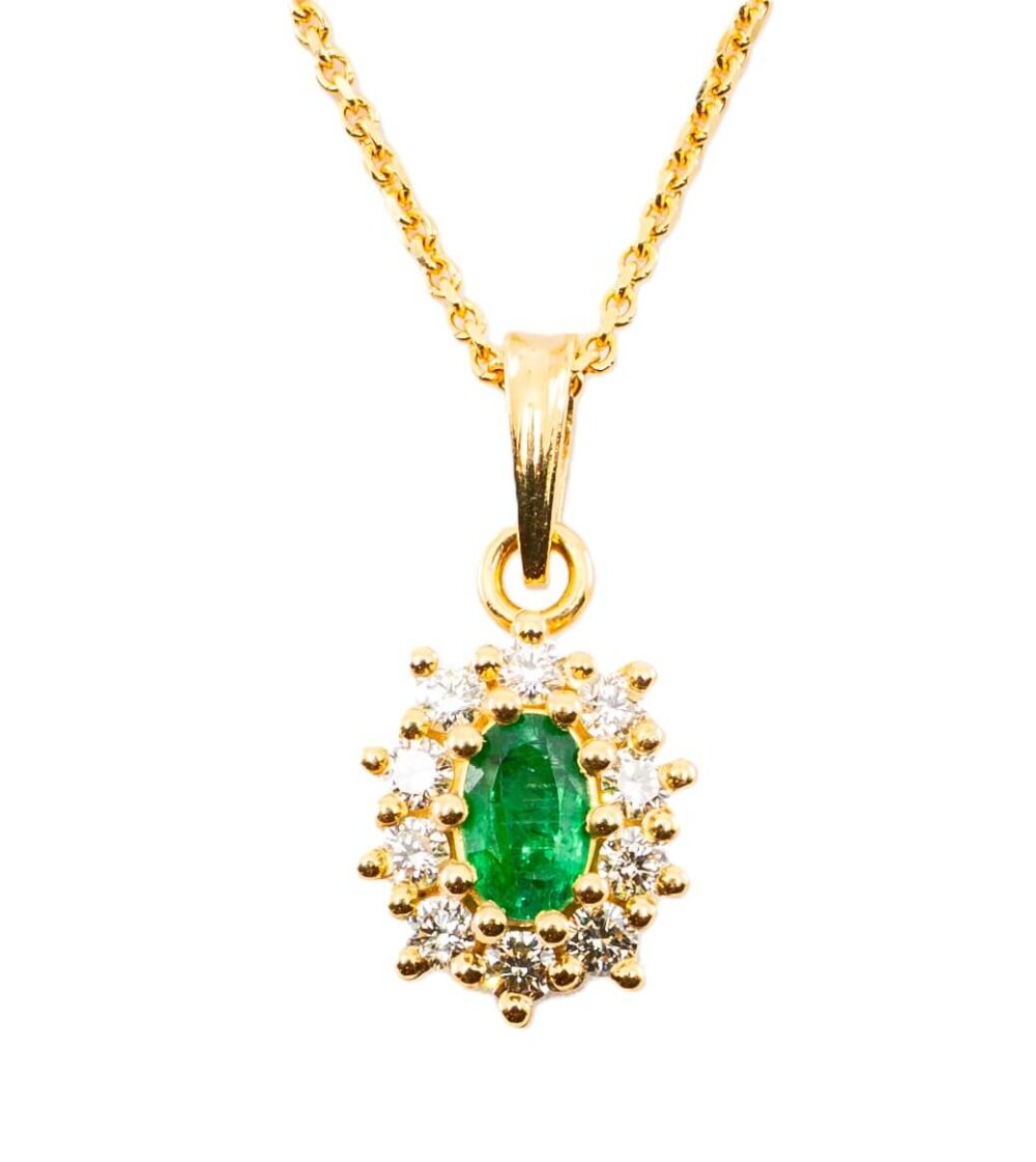 Vaessen Colours 18K Geelgoud 0.25ct Smaragd Hanger +0.30ctTW/VVS EHS750GGSM
