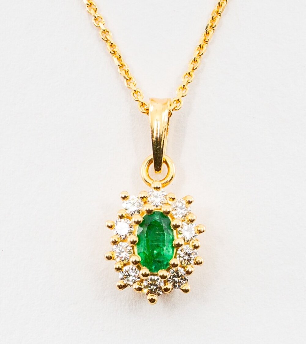 Vaessen Colours 18K Geelgoud 0.25ct Smaragd Hanger +0.30ctTW/VVS EHS750GGSM - Afbeelding 3
