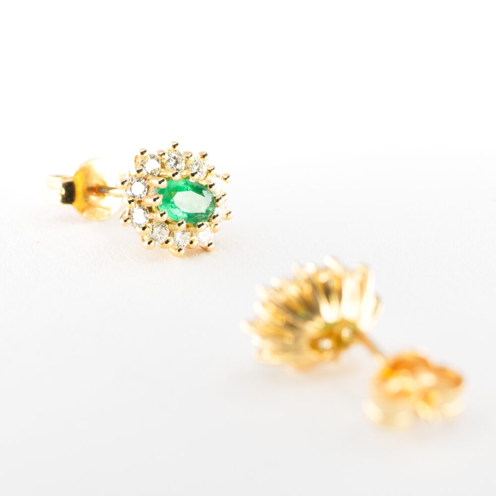Vaessen Colours 18K Geelgoud 0.85ct Smaragd Oorbellen+0.40ctTW/VVS EOR750GGSM
