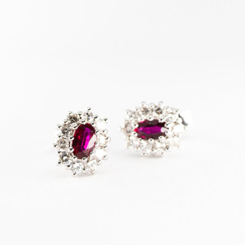Vaessen Colours 18K Witgouden 0.65ct Robijn Oorbellen +0.60ctTW/VS EOS750WGRO