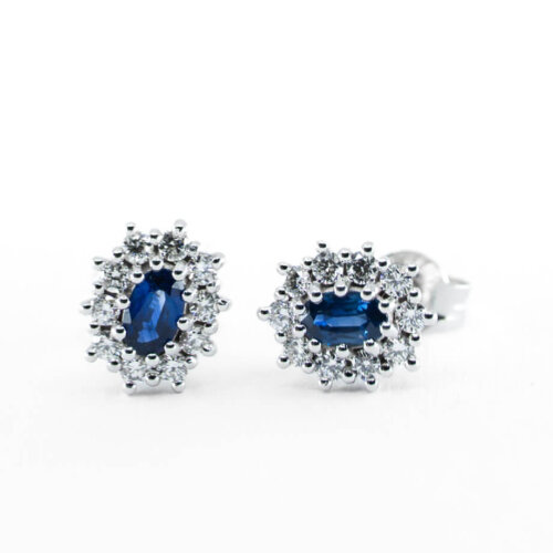 Vaessen Colours 18K Witgoud 0.70ct Saffier Oorbellen+0.60ct TW/VS EOS750WGSA