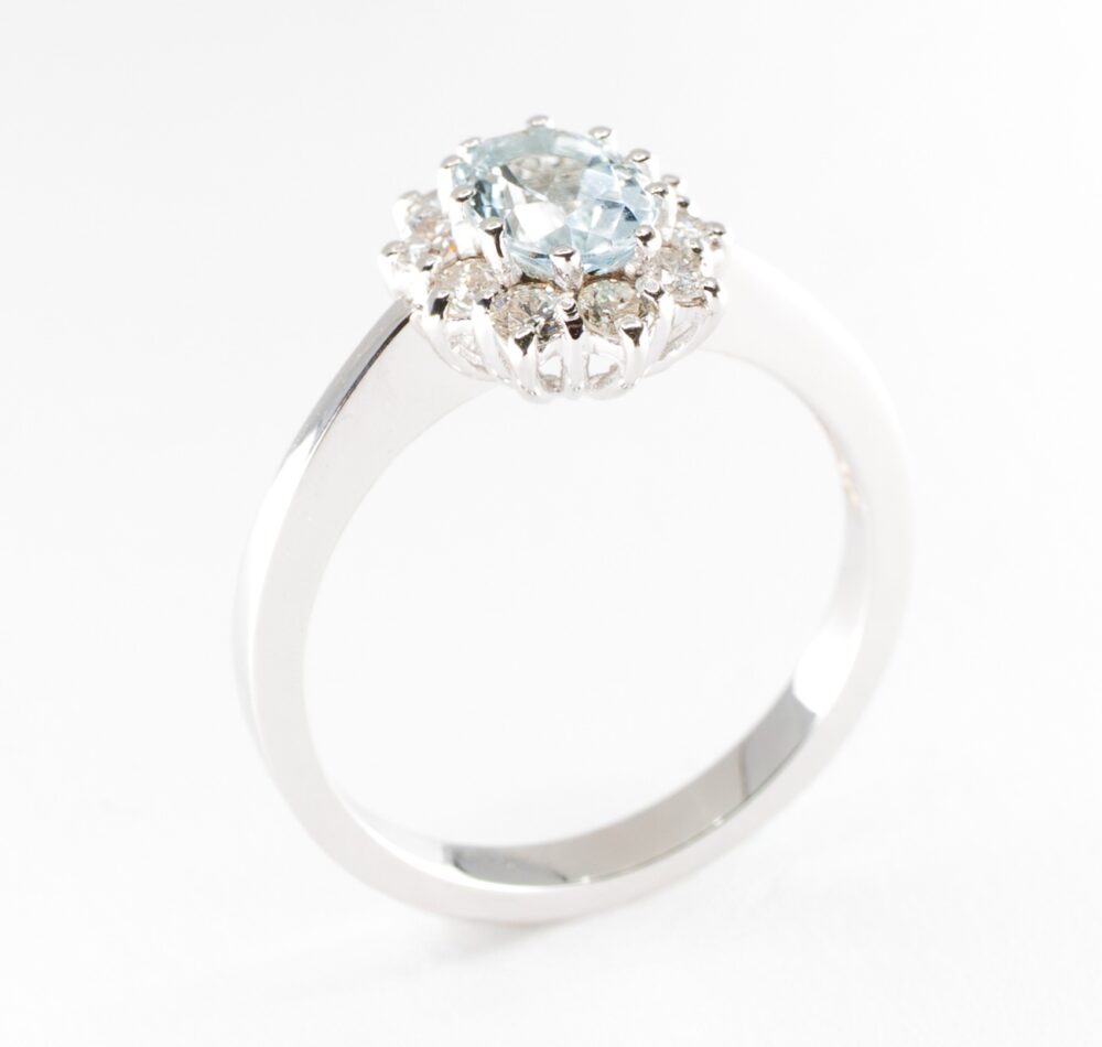 Vaessen Colours 18K Witgoud 0.72ct Aquamarijn Ring + 0.34ct TW/VS ER750WGAQ5 - Afbeelding 2