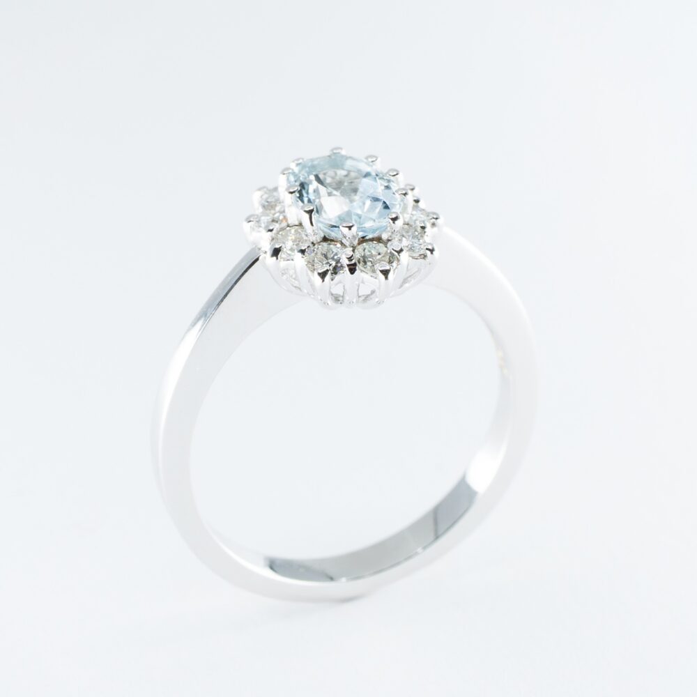 Vaessen Colours 18K Witgoud 0.72ct Aquamarijn Ring + 0.34ct TW/VS ER750WGAQ5