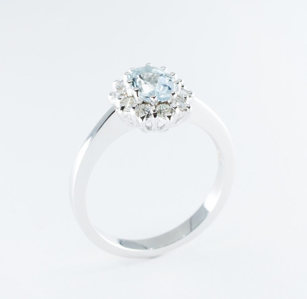 Vaessen Colours 18K Witgoud 0.72ct Aquamarijn Ring + 0.34ct TW/VS ER750WGAQ5