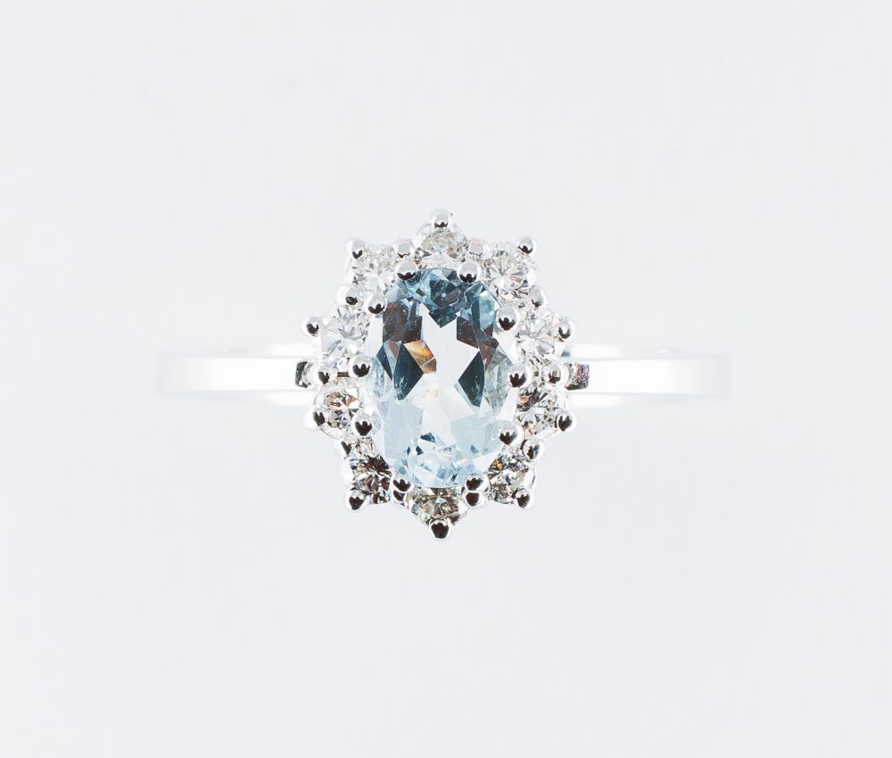 Vaessen Colours 18K Witgoud 0.72ct Aquamarijn Ring + 0.34ct TW/VS ER750WGAQ5 - Afbeelding 4