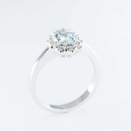 Vaessen Colours 18K Witgoud 0.72ct Aquamarijn Ring + 0.34ct TW/VS ER750WGAQ5