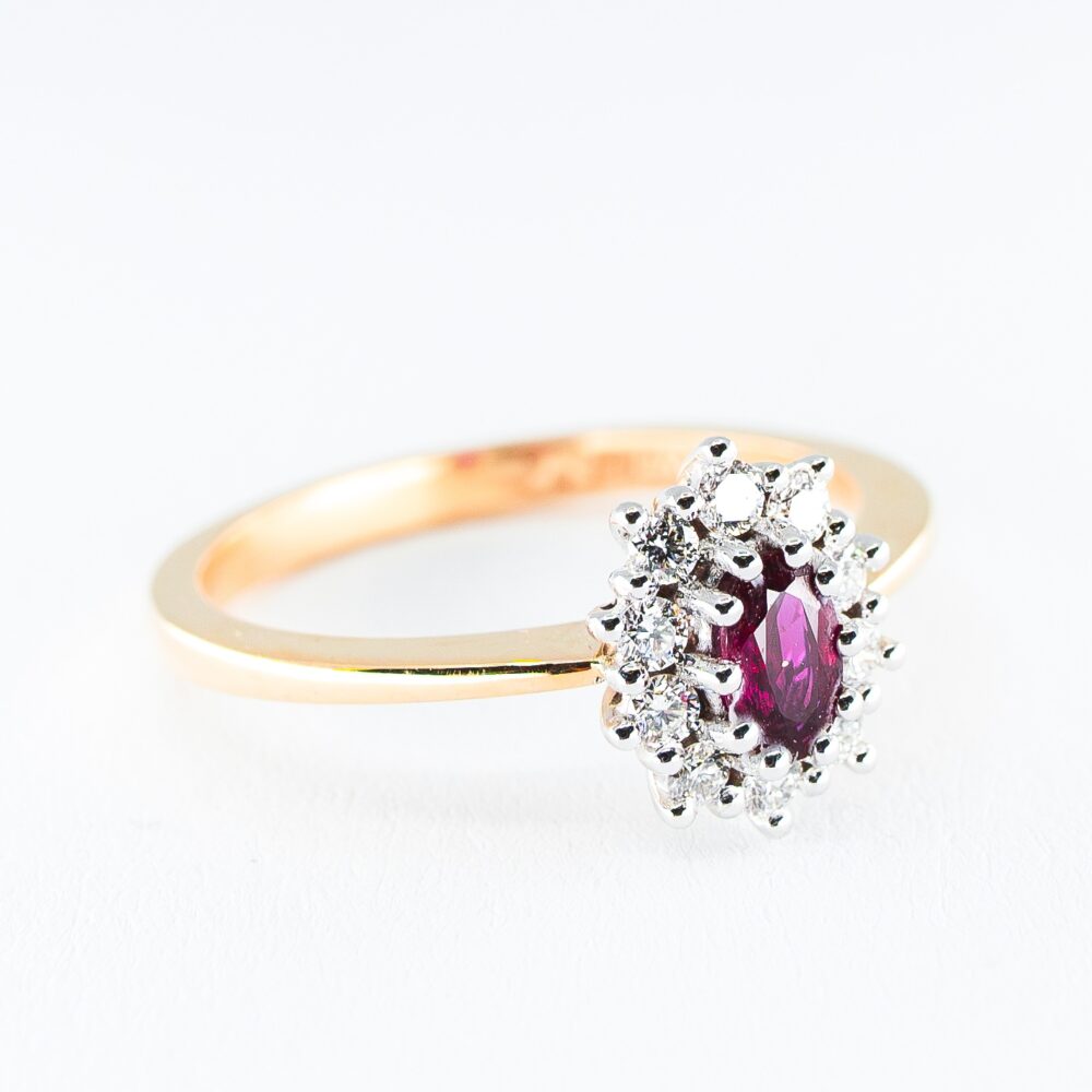 Vaessen Colours 18K Bicolorgoud 0.35ct Robijn Ring + 0.20ct TW/VS ERS750BICRO1