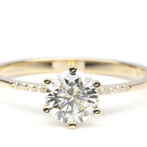 Vaessen Collectie 18K Geelgoud Solitairring 0.79ct L/P1 +0.03ctTW/VS RC750GG079LI1