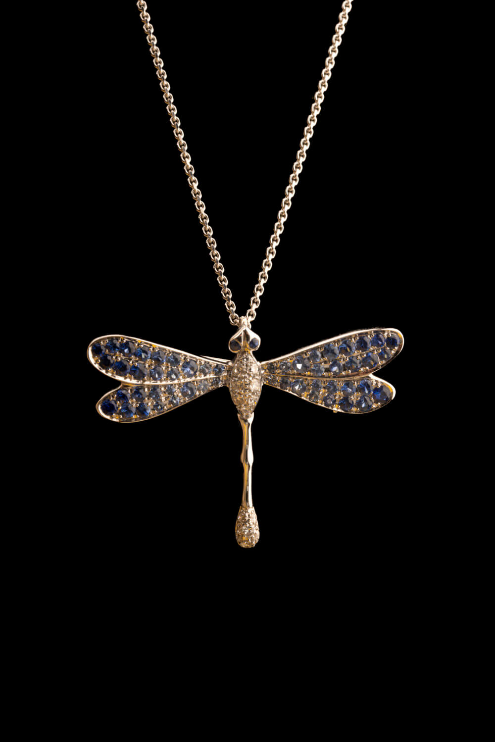 Vaessen Collection 18K Witgouden Broche/Hanger Libelle Bril./Saffier B 00968 V23 - Afbeelding 4