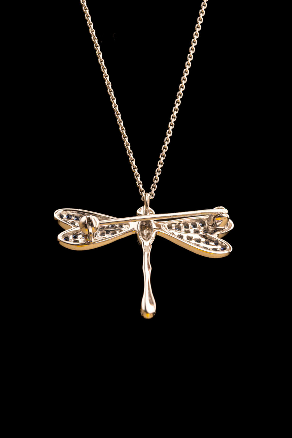 Vaessen Collection 18K Witgouden Broche/Hanger Libelle Bril./Saffier B 00968 V23 - Afbeelding 5
