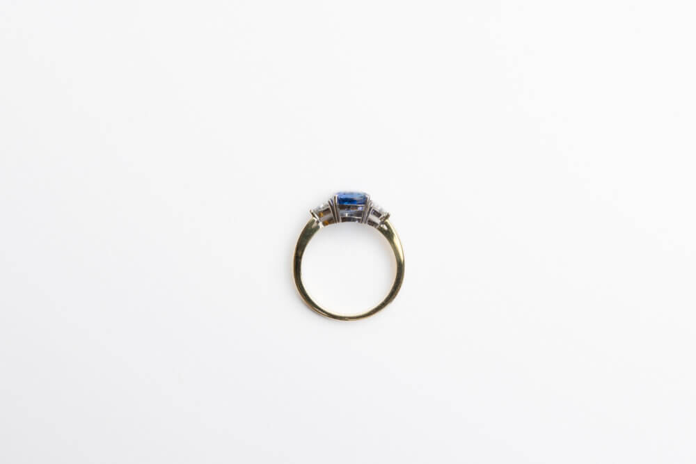 Vaessen Collection 18K Bicolorgd 2.17ct Bl. Saffier Ring+0.42ctTW/VS R17 - Afbeelding 4