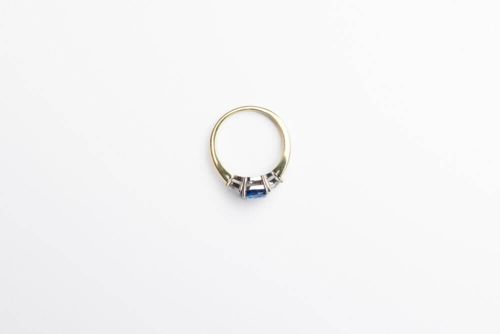 Vaessen Collection 18K Bicolorgd 2.17ct Bl. Saffier Ring+0.42ctTW/VS R17 - Afbeelding 5