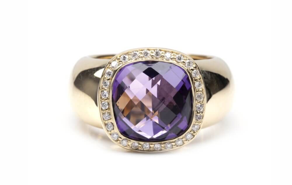 Vaessen Collection 18K Geelgouden 5.66ct Amethist/Briljant Ring R241604130 V123
