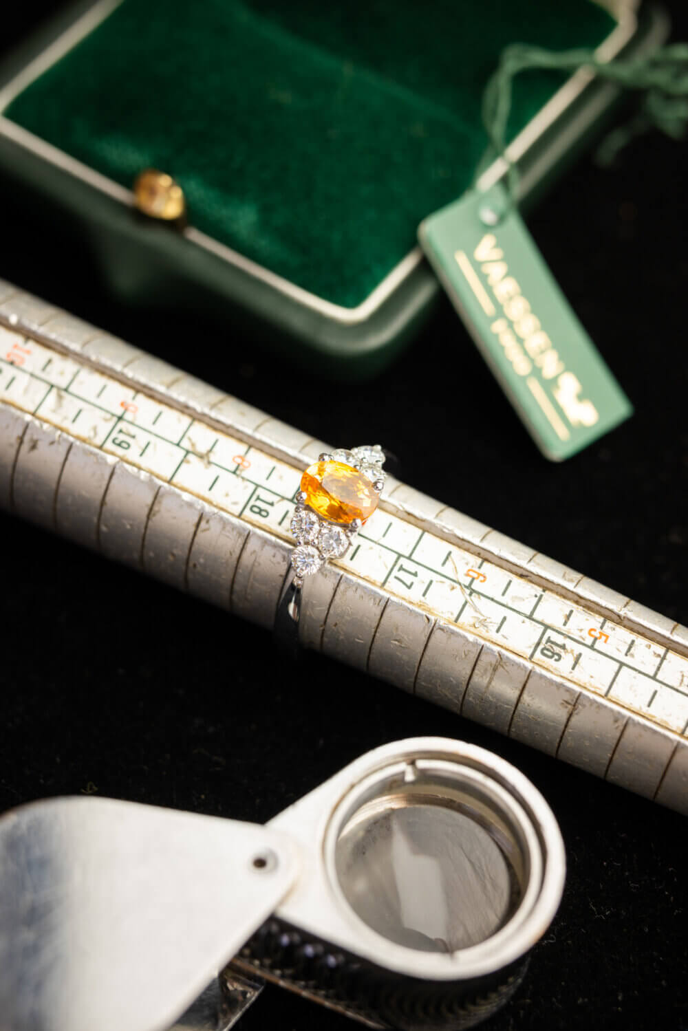 Vaessen Collection 18K Witg 1.11ct Gele/OranjeSaffier Ring+0.42ctG/VS RC750WG111Sapphire - Afbeelding 2
