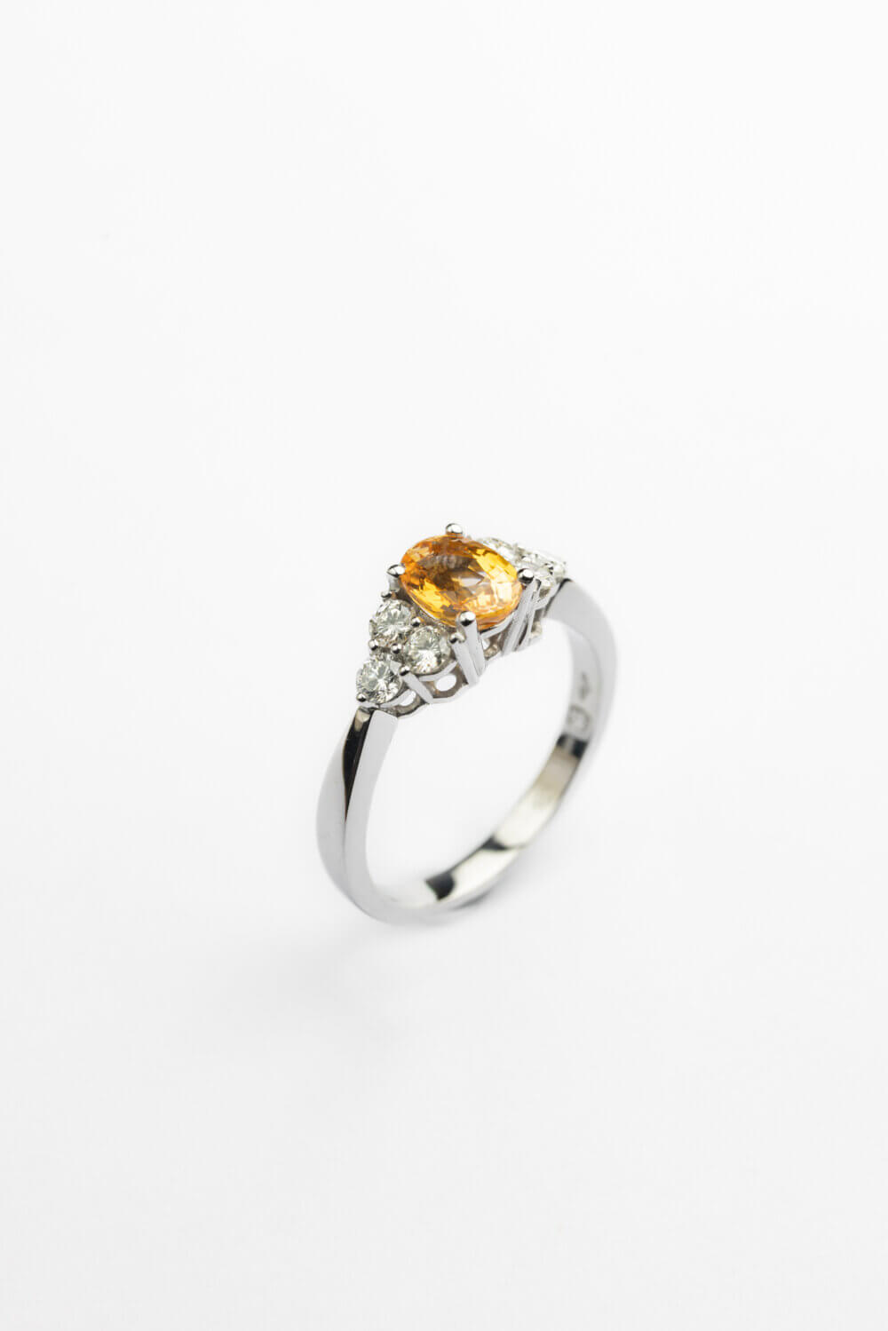 Vaessen Collection 18K Witg 1.11ct Gele/OranjeSaffier Ring+0.42ctG/VS RC750WG111Sapphire
