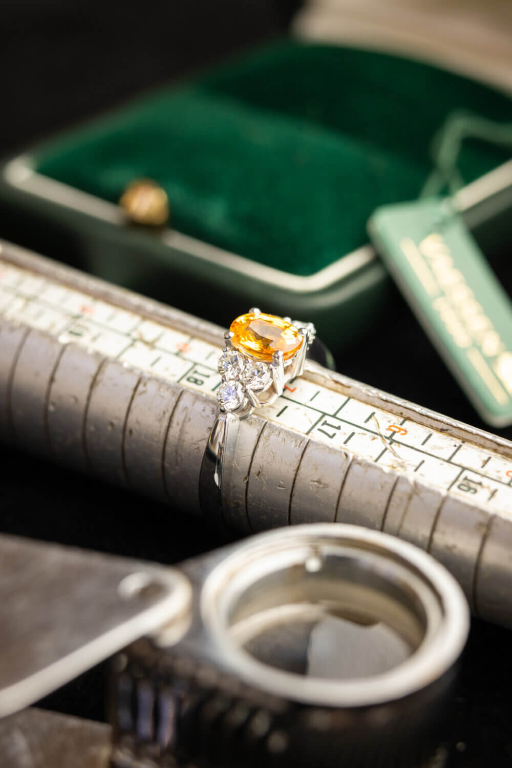 Vaessen Collection 18K Witg 1.11ct Gele/OranjeSaffier Ring+0.42ctG/VS RC750WG111Sapphire - Afbeelding 3