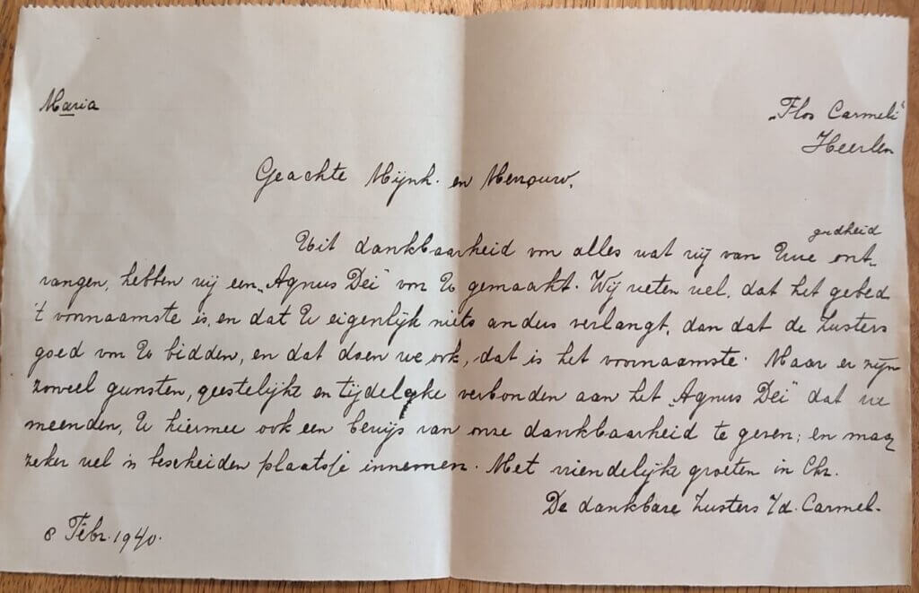 Briefje achter het schilderij AGNUS DEI