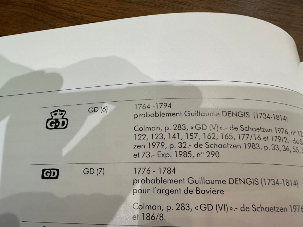 Meesterteken GD met kroon Guillaume Dengis 1764 tot 1814