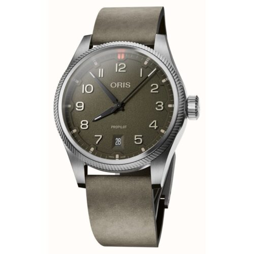 Oris ProPilot Date Staal/Leder Groene Wijzerplaat 41mm 01 733 7805 4167-07 5 20 16LC