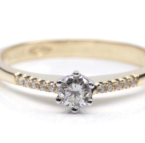 Vaessen Collection 18K Bicolorgoud 0.19ct L/P1 Solitairring + 0.05ct RC750BIC019LP1