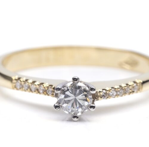 Vaessen Collection 18K bicolorgoud 0.21ct F/VVS2 Solitairring +0.05ct RC750BIC021FVVS2