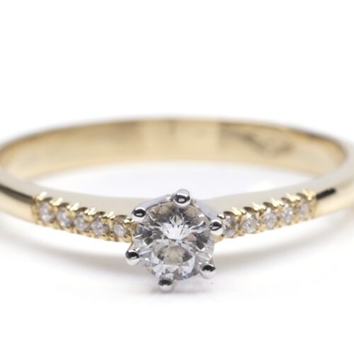 Vaessen Collection 18K Bicolorgoud 0.22ct D/VS2 Solitairring + 0.05ct RC750BIC022DVS2