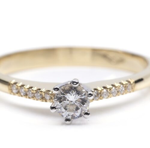 Vaessen Collection 18K Bicolorgoud 0.23ct D/VS1 Solitairring + 0.05ct RC750BIC023DVS1