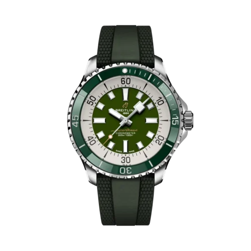 Breitling Superocean Automaat Staal/Rubber Groene Wpl. 44mm A17376A31L1S1