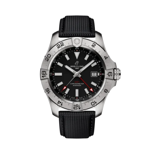 Breitling Avenger GMT Automaat Staal/Leder Zwarte Wpl. 44mm A32320101B1X1