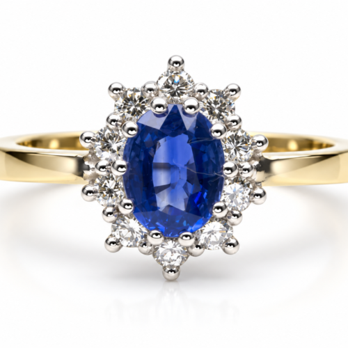 18K Bicolor Gouden Entourage Ring Saffier